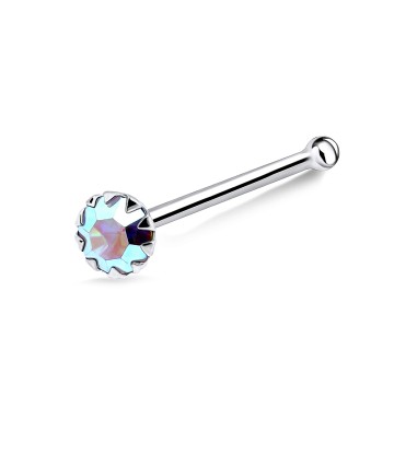 Prong Set CZ Silver Bone Nose Stud NSKD-687